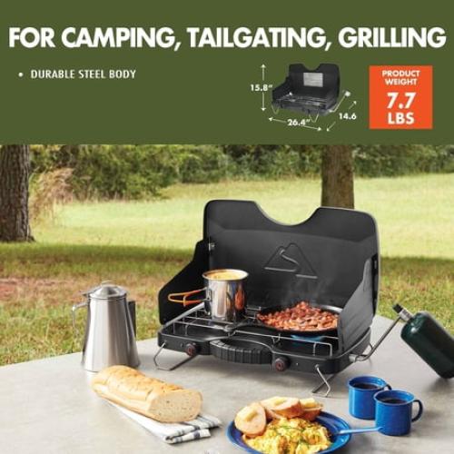 Ozark Trail 2-Burner Propane Gas Camping Stove, Black may have missing accessories