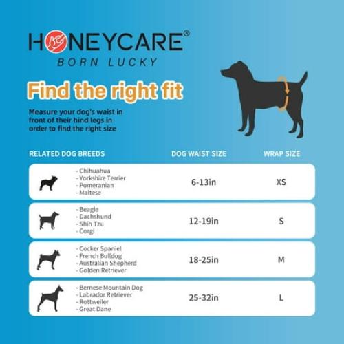 Honey Care All-Absorb A26 Male Dog Wrap, 50 Count, Small，Super Absorbent, Breathable, Wetness Indicator