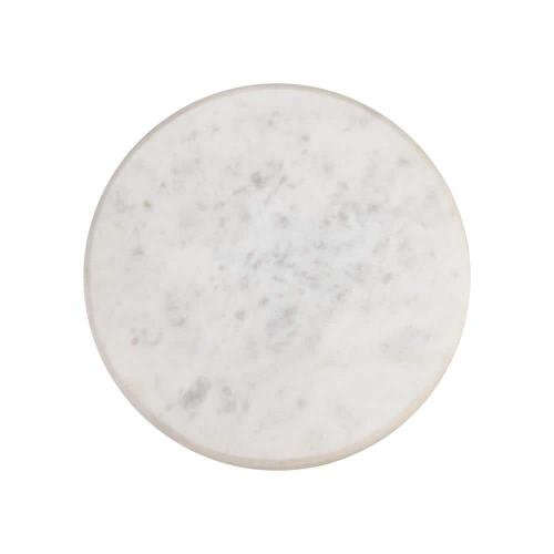 Oliver 22.25 in. Mid-Century Glam Retro Metal Drink Table with Marble Top, Gold/White