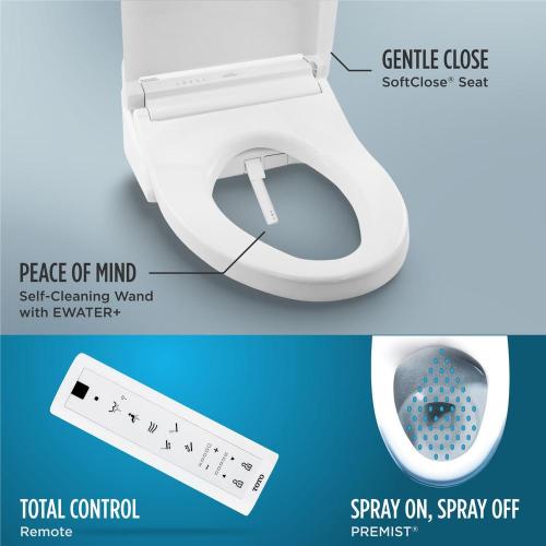 C5 Washlet Electric Heated Bidet Toilet Seat for Elongated Toilet in Cotton White