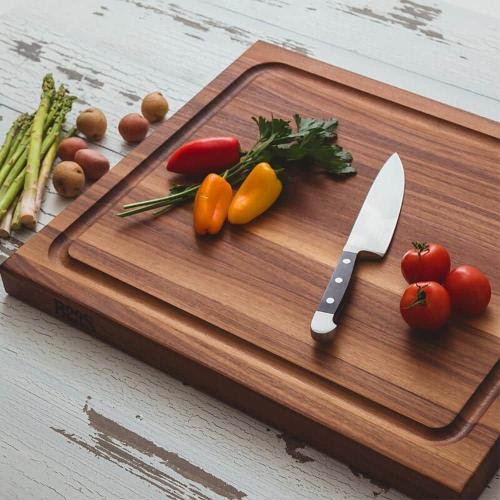17 in. x 21. in Rectangular Wood Cutting Board with Juice Groove