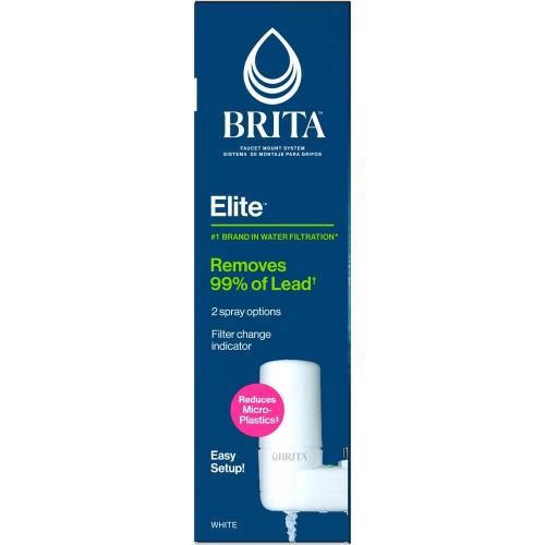 Brita Faucet Mount Tap Water Filtration System in White, BPA Free, Reduces Lead