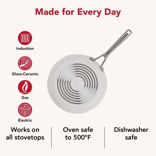 10-Piece Hard-Anodized Aluminum Ceramic Nonstick Induction Cookware Set Porcelain White