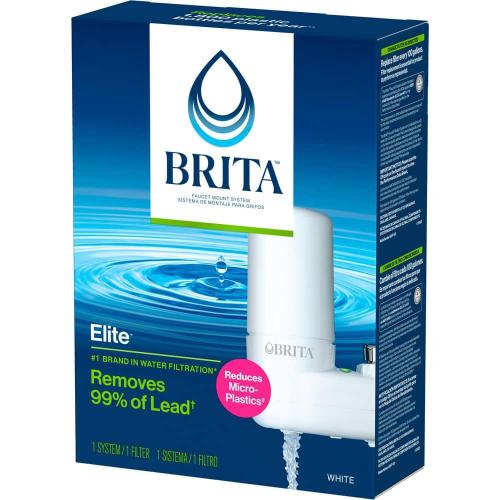Brita Faucet Mount Tap Water Filtration System in White, BPA Free, Reduces Lead