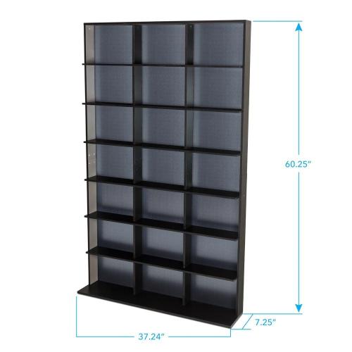 Elite Media Storage Cabinet Medium 609CD's/420DVD's/483 Blu-ray, Black