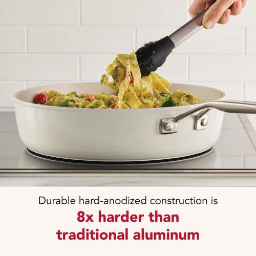 10-Piece Hard-Anodized Aluminum Ceramic Nonstick Induction Cookware Set Porcelain White