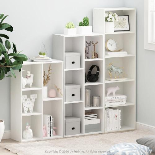 Tropika 31.5 in. White Faux Wood 5-shelf Standard Bookcase with Storage