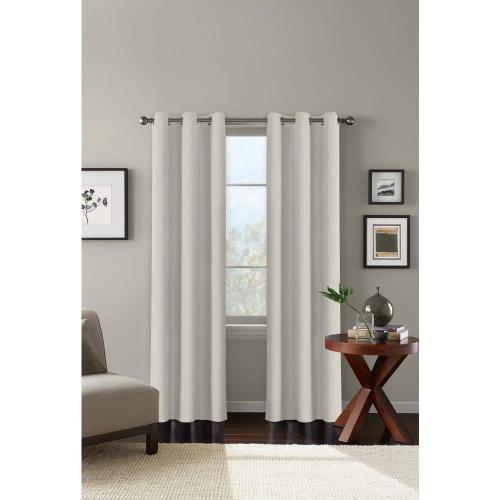 Almond Milk Solid Polyester 42 in. W x 84 in. L Grommet Blackout Curtain Panel