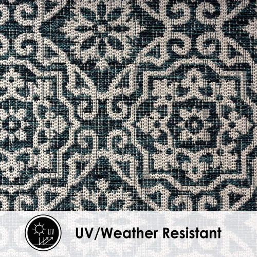 Patio Country Danica Navy Blue/Ivory 5 ft. x 7 ft. Geometric Indoor/Outdoor Area Rug