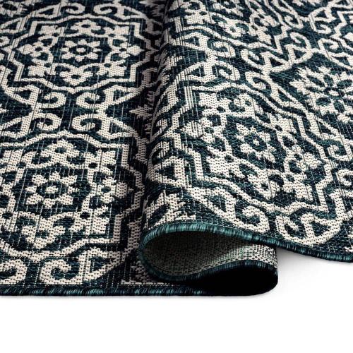 Patio Country Danica Navy Blue/Ivory 5 ft. x 7 ft. Geometric Indoor/Outdoor Area Rug