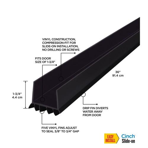 M-D Building Products 36 in. Black Vinyl U-Shape Cinch Slide-On Under Door Seal