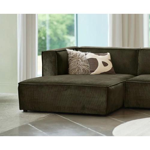 Dockson Olive Green Polyester Corduroy Left Side Facing Chaise Lounge