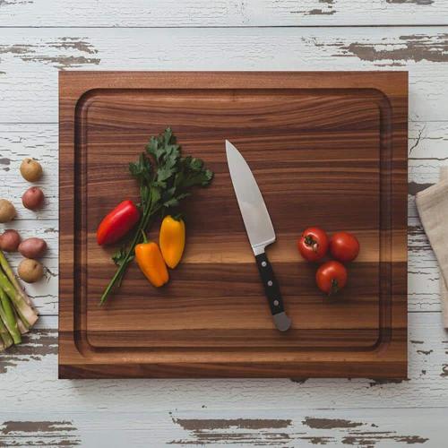 17 in. x 21. in Rectangular Wood Cutting Board with Juice Groove
