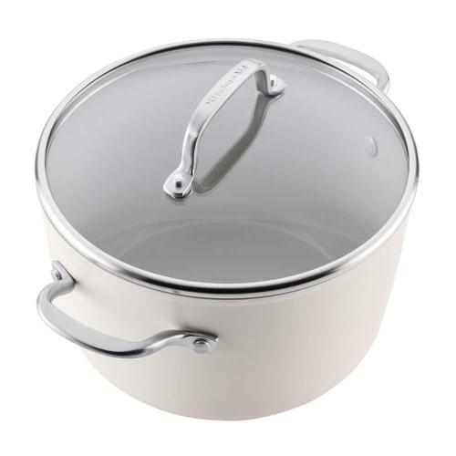 10-Piece Hard-Anodized Aluminum Ceramic Nonstick Induction Cookware Set Porcelain White