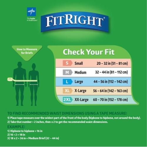 FitRight OptiFit Extra Briefs with Tabs, Adult Incontinence Brief, Moderate Absorbency, X-Large, 56-64, 20 Count