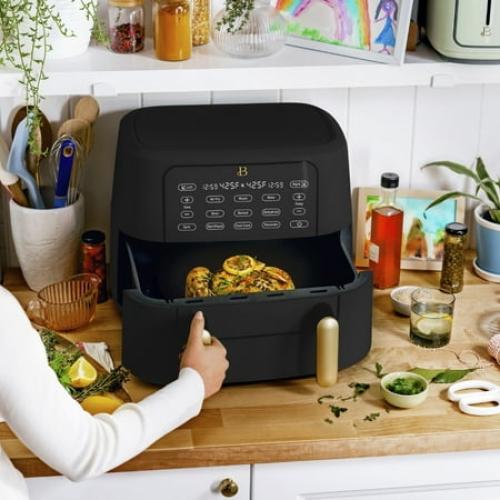 Beautiful 9 QT TriZone Air Fryer, Black Sesame by Drew Barrymore