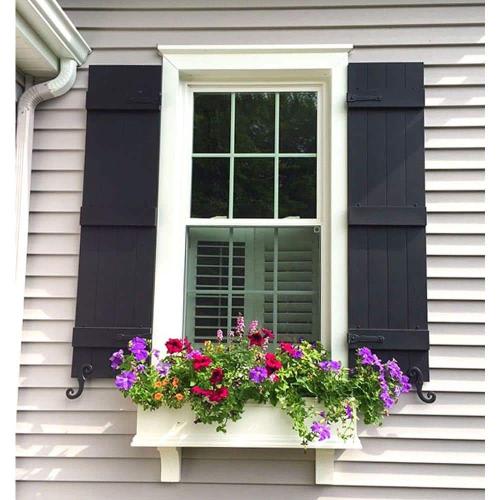 12 in. x 43 in. Lifetime Vinyl Standard Three Board Spaced Board and Batten Shutters Pair Tuxedo Grey (NO TEST)