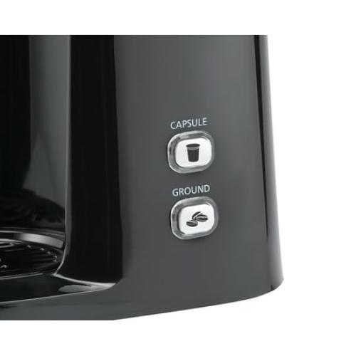(MISSING K CUP HOLDER & REUSABLE FILTER) Mainstays Single Serve Coffee Maker, 1 cup Capsule or Ground Coffee, Black, New, Model: 202140