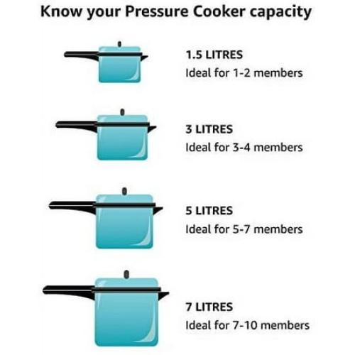 Prestige 10-Liter Deluxe Alpha Induction Base Stainless Steel Pressure Cooker, Small, Silver