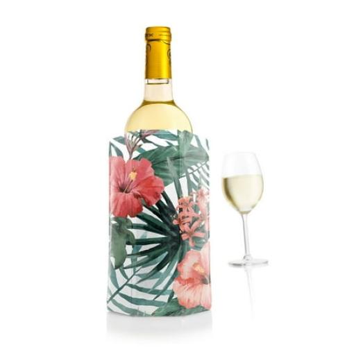 Vacu Vin Active Cooler Wine Chiller - Reusable, Flexible Wine Bottle Cooler - Floral Print - Wine Cooler Sleeve For Standard Size Bottles - Insulated Wine Bottle Chiller to Keep Wine Cold