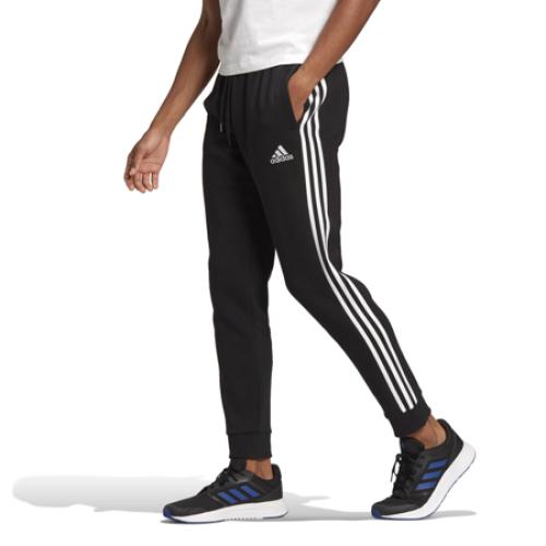 Size S...Adidas Black/White Essentials French Terry Tapered Cuff 3-Stripes Pants - S