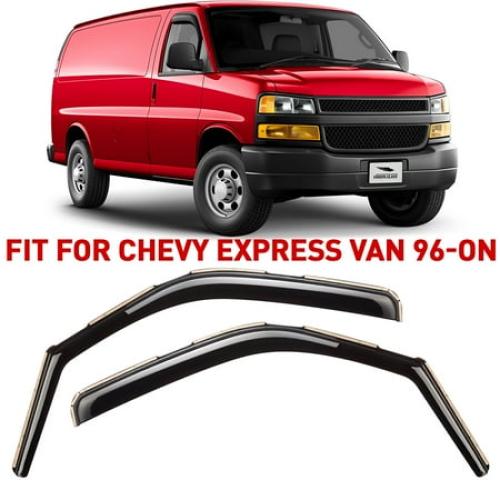Voron Glass in-Channel Extra Durable Rain Guards for Chevrolet (Chevy) Express Van 1996-2023/GMC Savana 1996-2023, Window Deflectors, Vent Window Visors, 2 Pieces - 210217