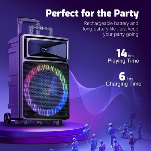 Karaoke Machine with 2 Wireless Microphones, Bluetooth Speaker, Portable PA System - Karaoke, FM Radio, 12 Woofer Included for Party