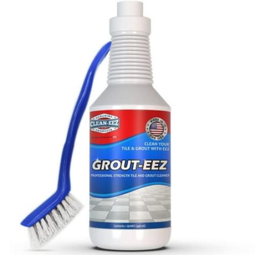 Clean-eez - Grout-eez Super Heavy-Duty Grout Cleaner Easy and Effective. Destroys Dirt and Grime with Ease. Safe for Colored Grout. Single Bottle and Handheld Brush (2)