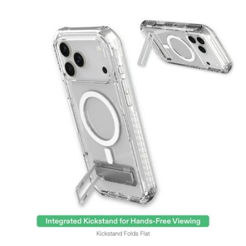 onn MagSafe Compatible Rugged Phone Case with Kickstand for iPhone 17 Pro Max - Clear