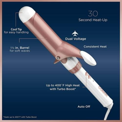 Conair Double Ceramic Curling Iron, 1.5-inch, Rose Gold, CD703GN