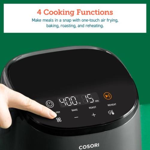 COSORI Smart Air Fryer, 2.1-Quart Compact 4-in-1 Oven, Touch Control, Non-Stick, Dishwasher-Safe, Truffle Gray