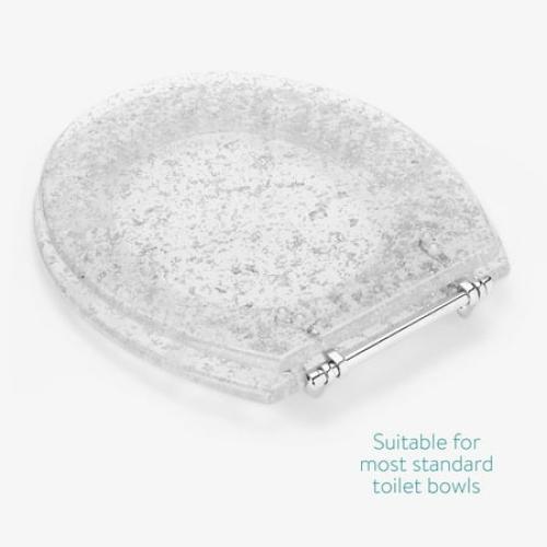 Navaris Clear Round Polyresin 16.5L x 14.2W D Shape Toilet Seat, 1 Piece