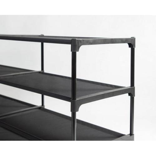 Mainstays 4-Tier Shoe Rack Storage Organizer, Rich Black, 24 Pairs, Iron Poles & Plastic Connectors