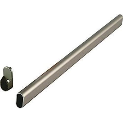 Hafele Oval Closet Rod with End Supports - 48in Satin Nickel