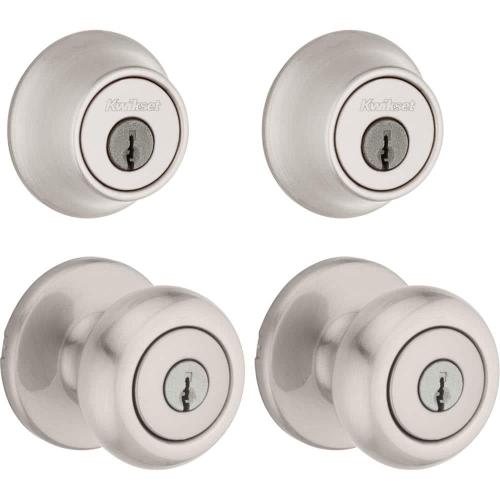 Cove Satin Nickel Single-Cylinder Deadbolt Combo Pack (2-Pack)