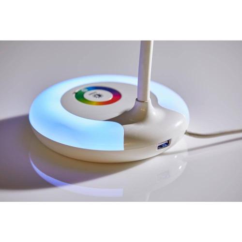 19 in. Glossy White Finish Mia LED Color Changing Desk Lamp