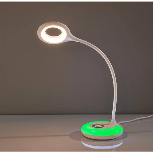 19 in. Glossy White Finish Mia LED Color Changing Desk Lamp