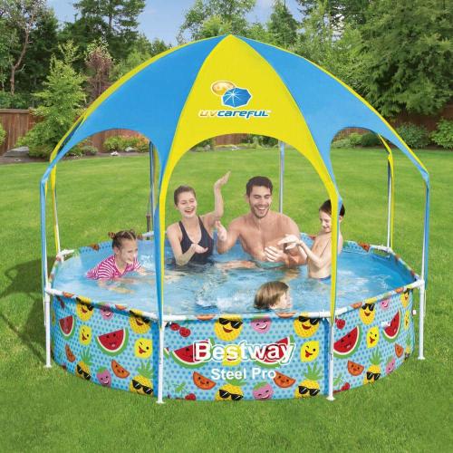 8 ft. x 8 ft. Round 20 in. Deep Above Ground Kiddie Pool with Shaded Canopy