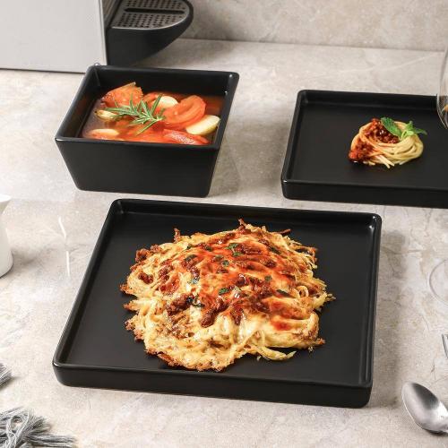 Stone Lain Grace 12-Piece Dinnerware Set Stoneware, Service For 4, Black Matte