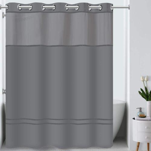 Escape 71 in. W x 74 in. L Polyester Shower Curtain in Graphite
