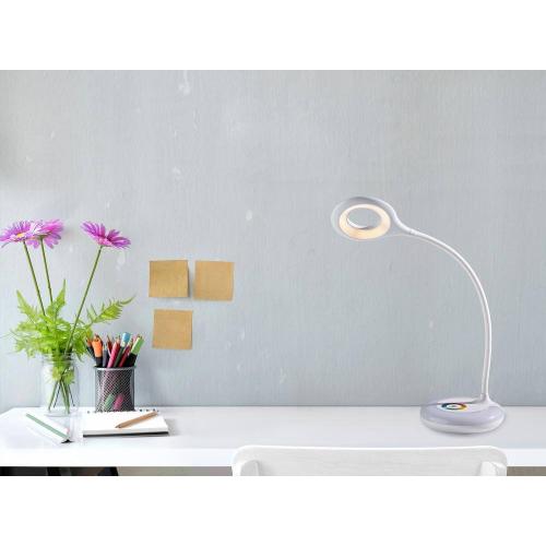 19 in. Glossy White Finish Mia LED Color Changing Desk Lamp