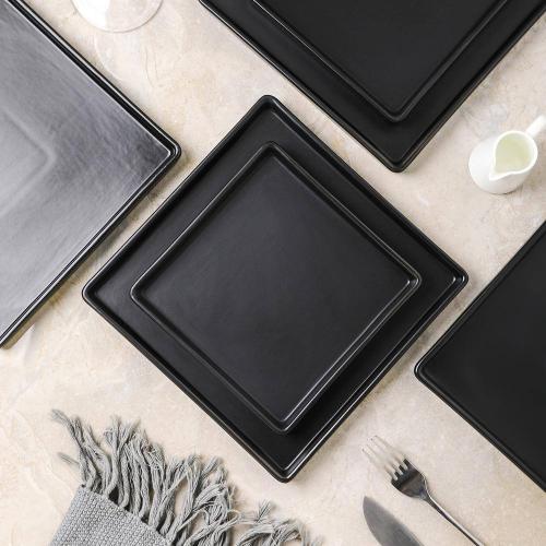 Stone Lain Grace 12-Piece Dinnerware Set Stoneware, Service For 4, Black Matte