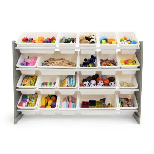 Inspire Grey and White Extra Large Storage Organizer with 20 Plastic Bins