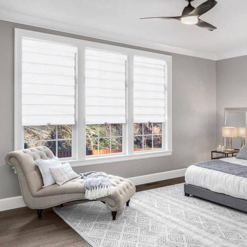 Basic Arctic Cordless Cut-to-Width Light Filtering Dual Layer Zebra Roller Shade 22 in. W x 72 in. L