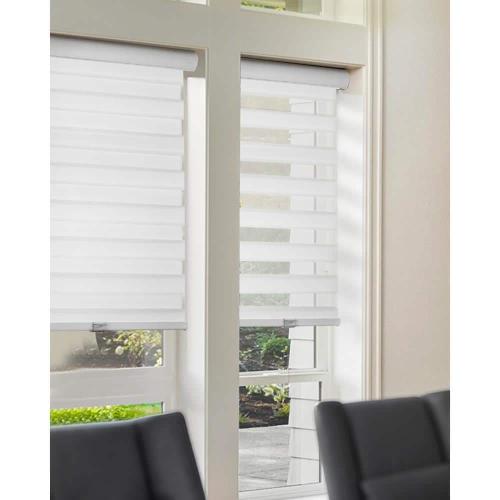 Basic Arctic Cordless Cut-to-Width Light Filtering Dual Layer Zebra Roller Shade 22 in. W x 72 in. L