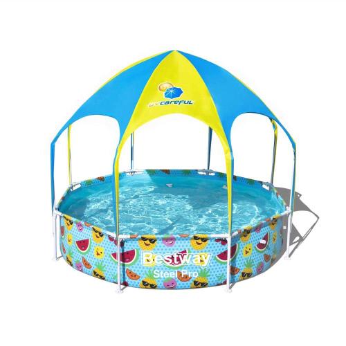 8 ft. x 8 ft. Round 20 in. Deep Above Ground Kiddie Pool with Shaded Canopy
