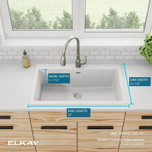 Quartz Classic 33 in. Drop-in Single Bowl White Granite/Quartz Composite Kitchen Sink Only