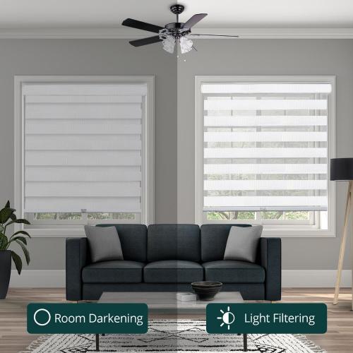 Basic Arctic Cordless Cut-to-Width Light Filtering Dual Layer Zebra Roller Shade 22 in. W x 72 in. L