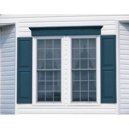 12 in. x 43 in. Raised Panel Vinyl Exterior Shutters Pair in #002 Black