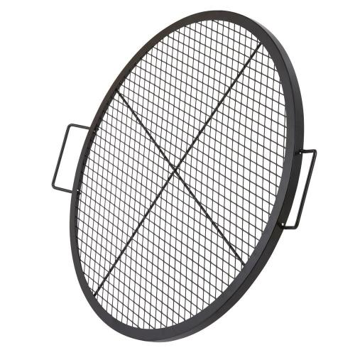 30 in. Fire Pit Grill Grate, Heavy Duty Steel BBQ Cooking Grid, Round Campfire Grate with X Wire and Handle
